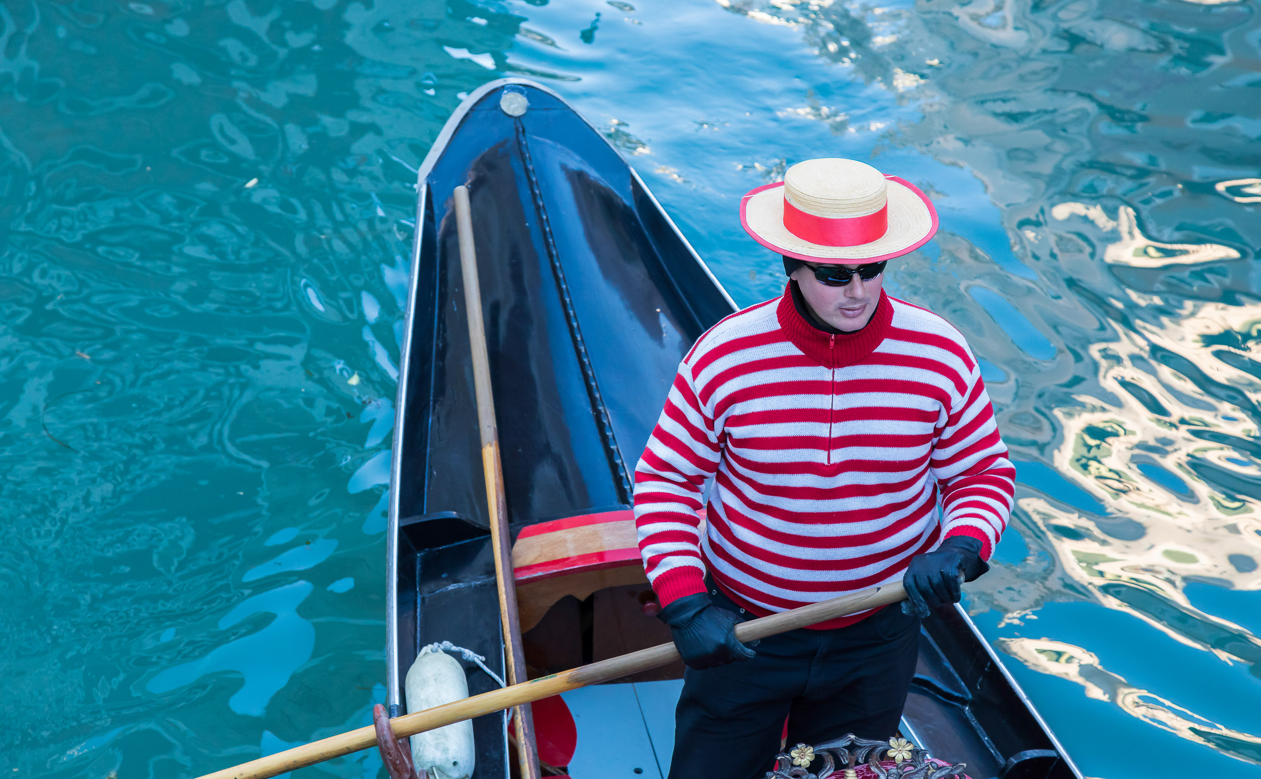 Venice gondolier in traditional attire