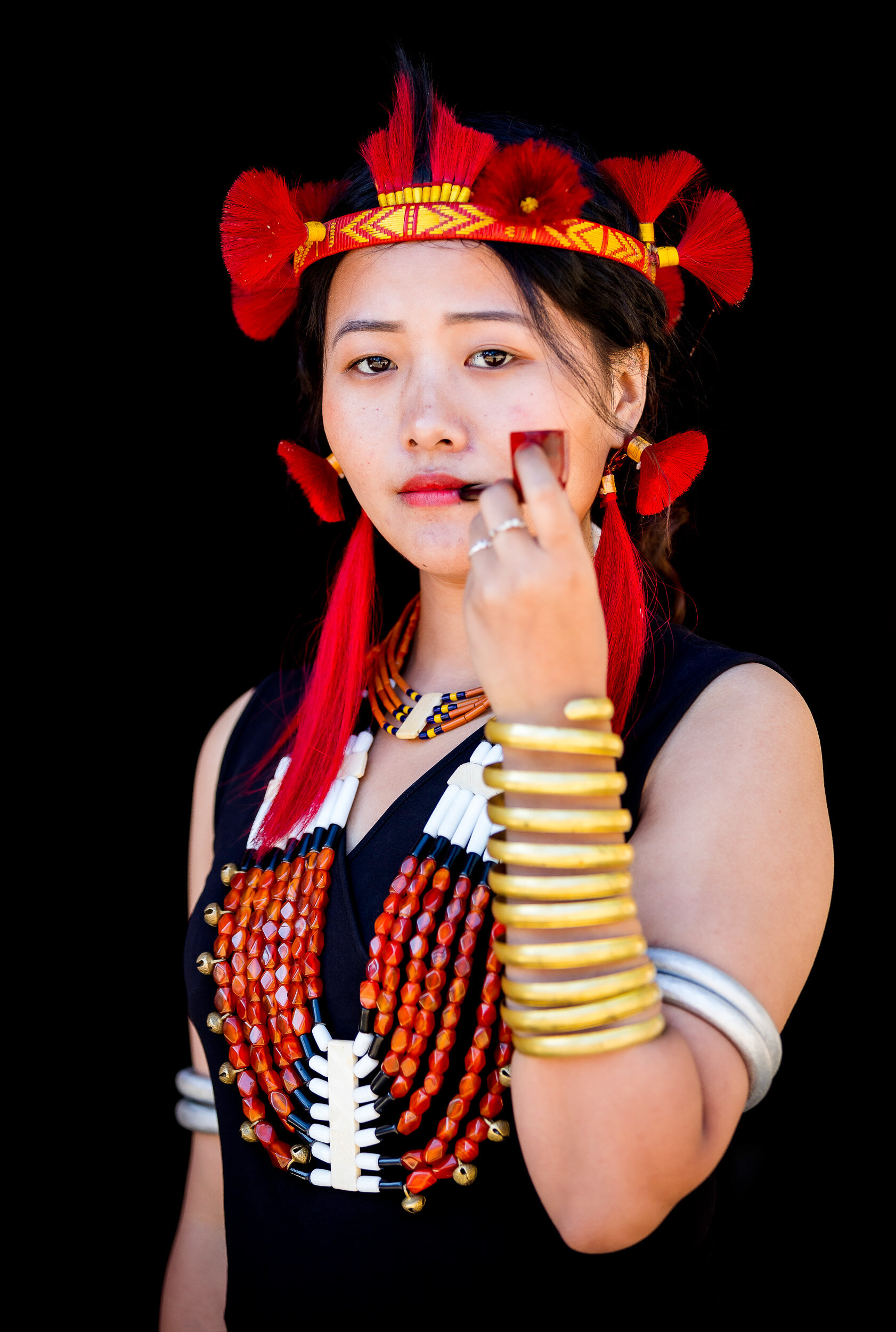 Portrait of Naga woman in tribal attire