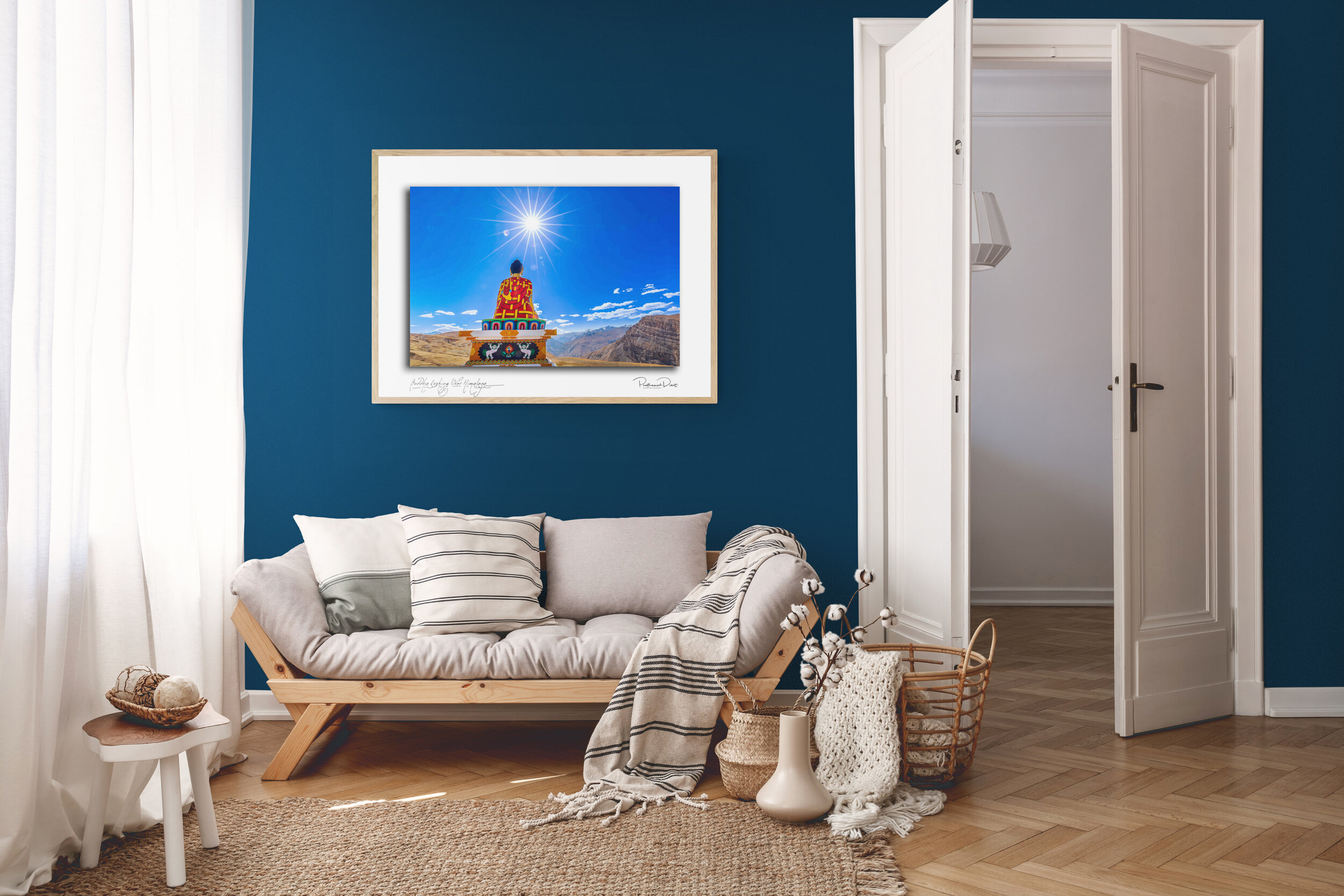 BUDDHA STATUE AT LAGZA IN HIMACHAL PRADESH FINE ART PRINT BY PRATHAMESH DIXIT WOOD FRAME