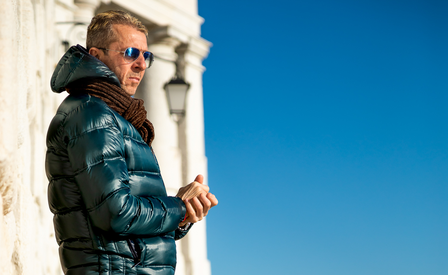 Candid portrait of Italian Man in Venice on one beautiful day