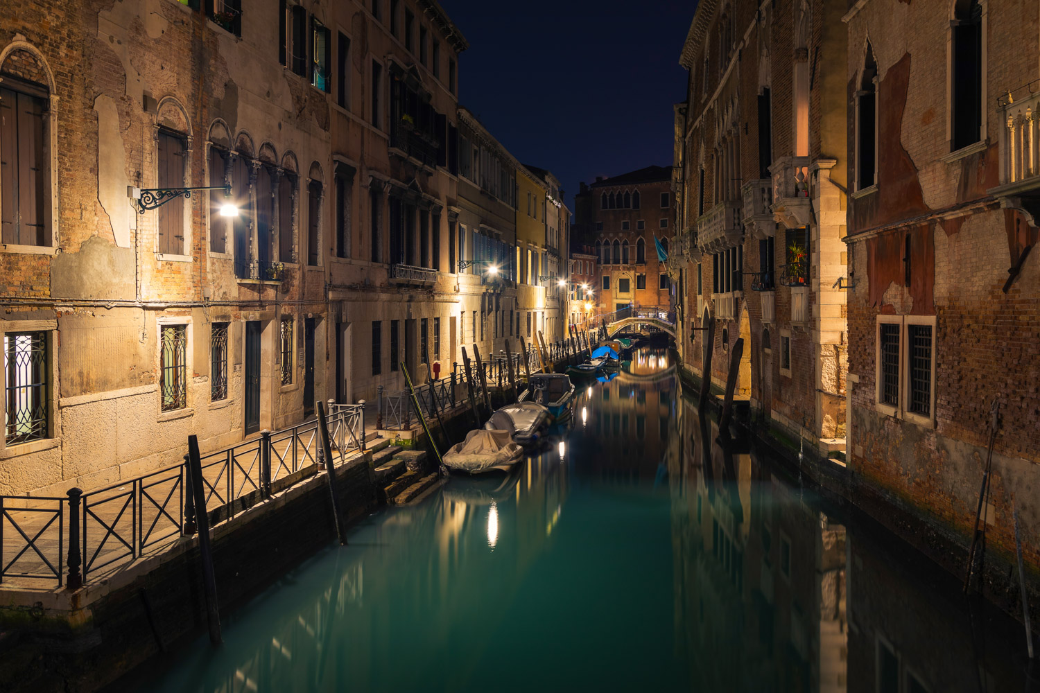 Venice Water Canal at Night